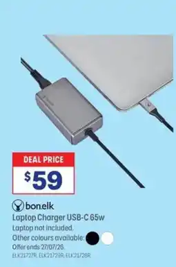 Officeworks Bon.elk laptop charger usb-c 65w offer