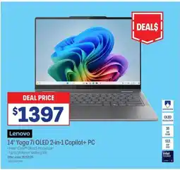 Officeworks Lenovo 14" yoga 7i oled 2-in-1 copilot+ pc offer