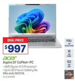 Officeworks Acer aspire 14" copilot+ pc offer