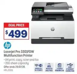 Officeworks Laserjet pro 3301fdw multifunction printer offer