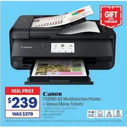 Officeworks Canon ts9560 a3 multifunction printer + bonus movie tickets offer