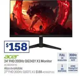 Officeworks Acer 24" fhd 200hz qg241y x1 monitor offer