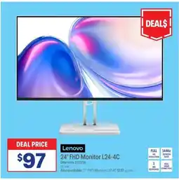 Officeworks Lenovo 24" FHD Monitor L24-4C offer