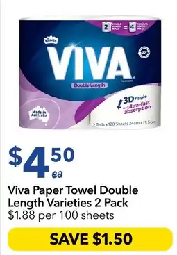 Ritchies Viva Paper Towel Double Length Varieties offer