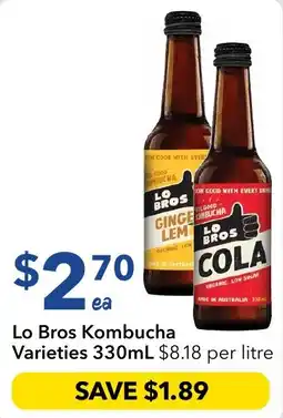 Ritchies Lo Bros Kombucha Varieties offer