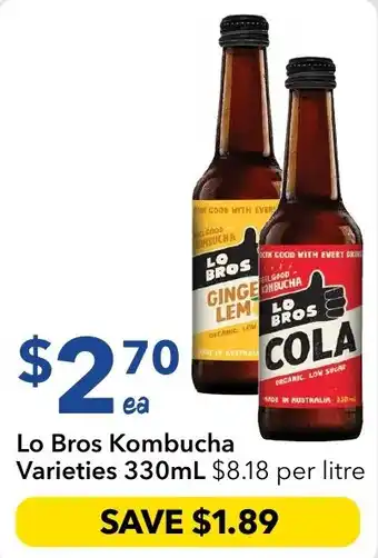 Ritchies Lo Bros Kombucha Varieties offer