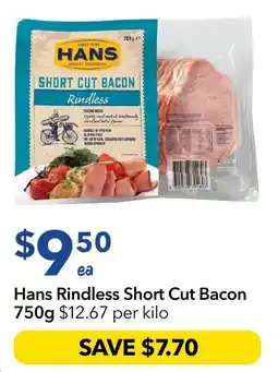 Ritchies Hans Rindless Short Cut Bacon offer