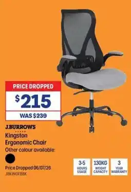 Officeworks J.burrows kingston ergonomic chair offer