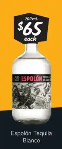 Cellarbrations Espolón tequila blanco offer