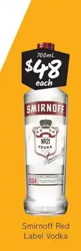 Cellarbrations Smirnoff red label vodka offer