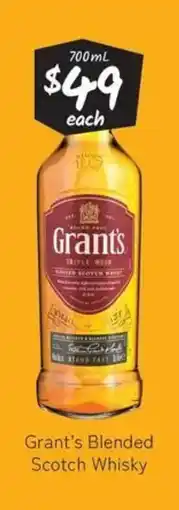 Cellarbrations Grant's Blended Scotch Whisky offer