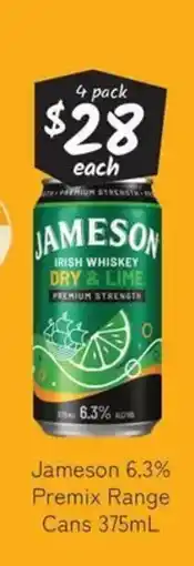 Cellarbrations Jameson 6.3% premix range cans offer