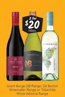 Cellarbrations Grant burge gb range, de bortoli winemaker range or tatachilla white admiral range offer