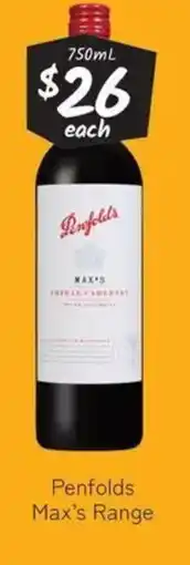 Cellarbrations Penfolds max's range offer