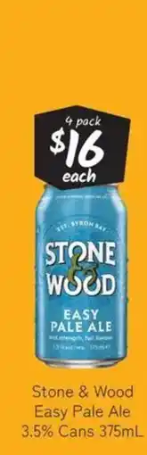 Cellarbrations Stone & wood easy pale ale 3.5% cans offer