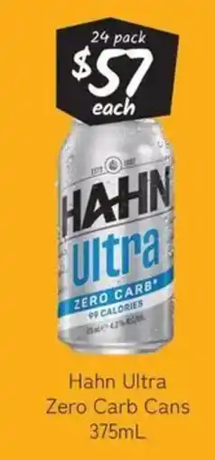 Cellarbrations Hahn ultra zero carb cans offer