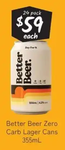 Cellarbrations Better beer zero carb lager cans offer