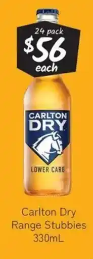 Cellarbrations Carlton dry range stubbies offer