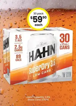 The Bottle O Hahn superdry 3.5% block cans offer