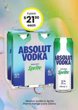 The Bottle O Absolut vodka & sprite premix range cans offer