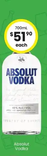 The Bottle O Absolut Vodka offer
