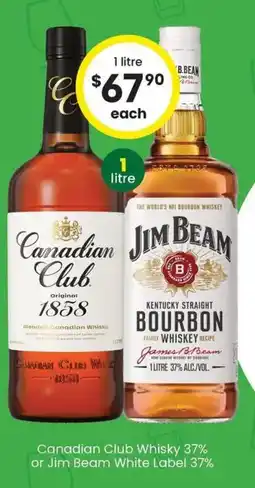 The Bottle O Canadian Club Whisky 37% or Jim Beam White Label 37% offer