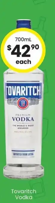 The Bottle O Tovaritch vodka offer