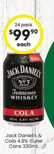 The Bottle O Jack daniel's & cola 4.8% cube cans offer