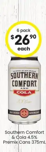 The Bottle O Southern comfort & cola 4.5% premix cans offer