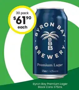 The Bottle O Byron bay premium lager block cans offer