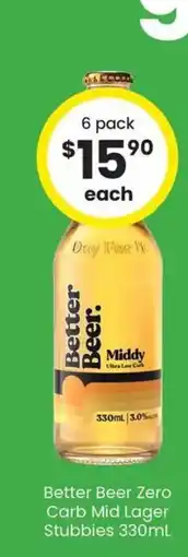 The Bottle O Better beer zero carb mid lager stubbies offer
