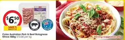 Coles Coles pork & beef 3 star regular mince bolognese offer