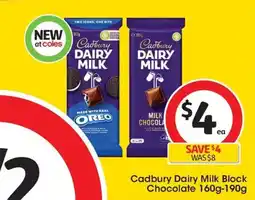 Coles Cadbury dairy milk block chocolate offer