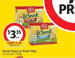 Coles Uncle tobys le snak offer