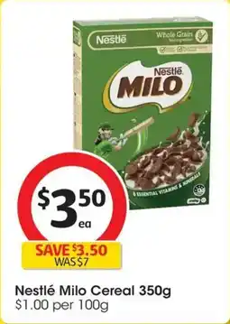 Coles Nestle milo whole grain energy & fibre breakfast cereal offer