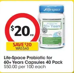 Coles Life-space probiotic for 60+ years capsules offer