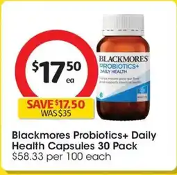 Coles Blackmores probiotics+ daily health capsules offer