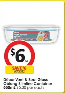 Coles Décor vent & seal glass oblong slimline container offer