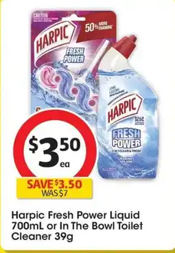 Coles Harpic fresh power liquid or in the bowl toilet cleaner offer