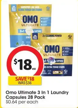 Coles Omo ultimate 3 in 1 laundry capsules offer