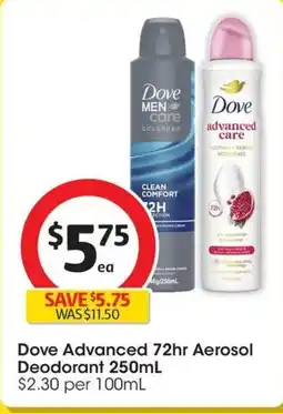 Coles Dove advanced 72hr aerosol deodorant offer