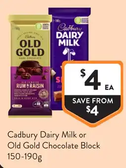 Foodworks Cadbury Dairy Milk or Old Gold Chocolate Block offer