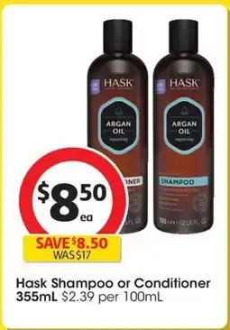 Coles Hask shampoo or conditioner offer
