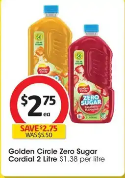 Coles Golden circle zero sugar cordial offer