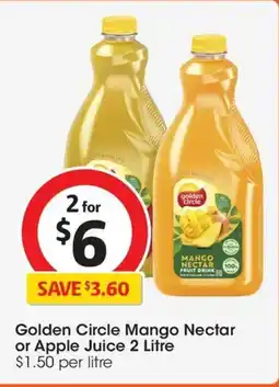Coles Golden circle mango nectar or apple juice offer