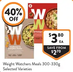 Foodworks Weight Watchers Meals Selected Varieties offer
