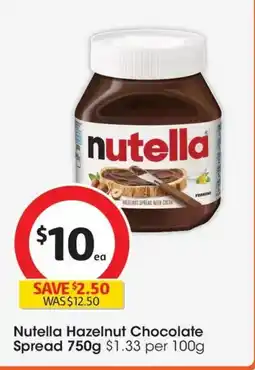 Coles Nutella spread choc hazelnut offer
