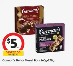 Coles Carman's almond cashew & cranberry nut bars offer