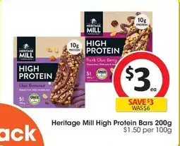 Coles Heritage mill high protein bars offer