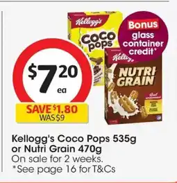 Coles Kellogg's coco pops or nutri grain offer